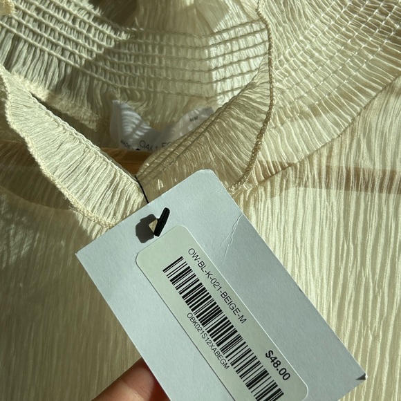 NEW oak and fort high neck sheer pleated long sleeve blouse - Picture 10 of 11